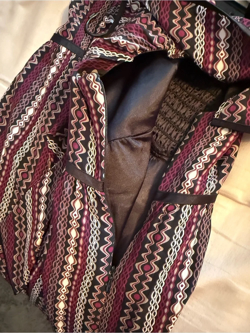 Gianni Bini Burgundy and White Striped Midi Dress Size 10